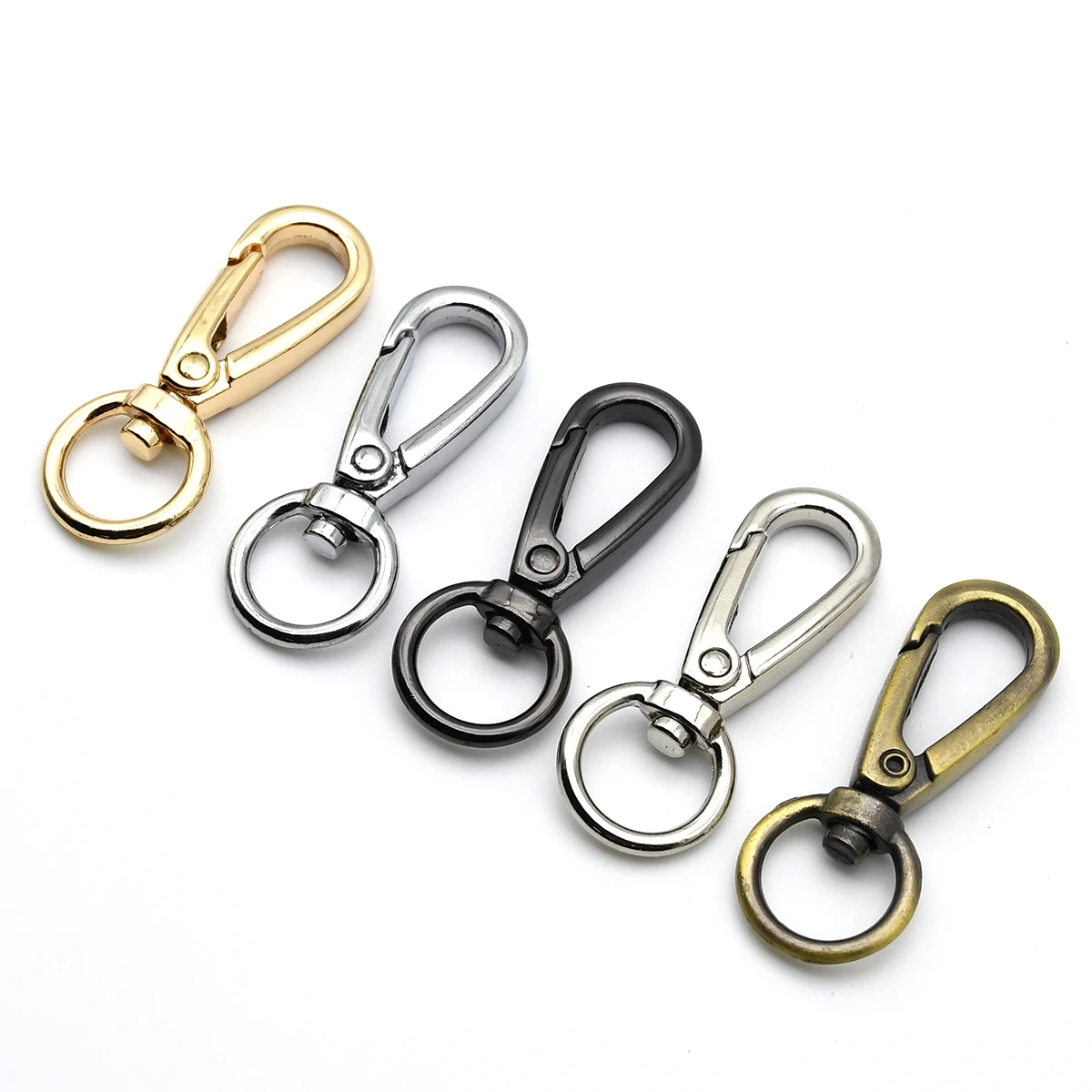 30 Portachiavi A Moschettone In Metallo Argento – 33x12mm Con Giunto Girevole 360° Per Borse E Fai Da Te