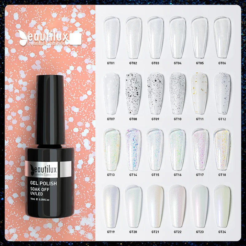 Beautilux Glitter Top Coat Matte Gloss Shimmer Paillettes Egg Shell Snow Black Sand Starry Bling Unicorn Gel Per Unghie Gel Per Smalto