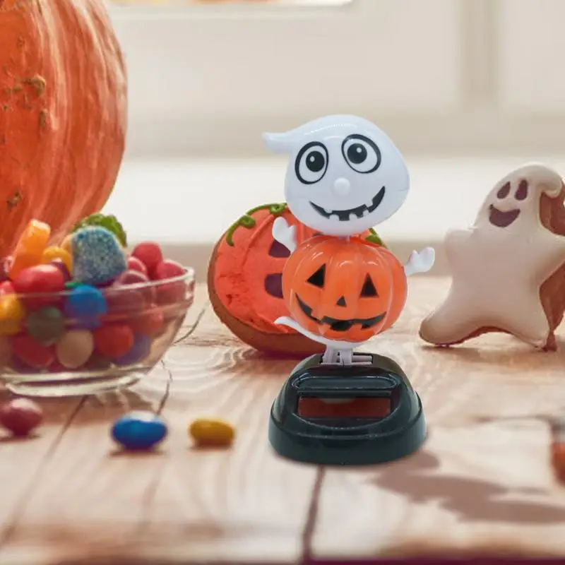 Figurine De Crâne Solaire Pour Tableau De Bord Auto – Déco Halloween Sombre En Résine, Mouvement Oscillant
