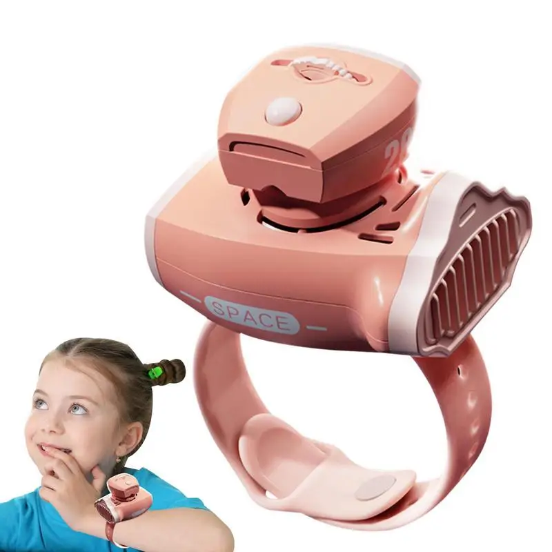 

Вентилятор для часов с проекцией космического корабля, зарядка через USB, 3 скорости, регулируемый мультяшный детский наручный вентилятор, портативный безлопастный подарок на день рождения для детей