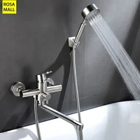 Toilet Bathtub Water Faucet Tap Cold and Hot Extended Shower Faucet Set Wall Mounted Mixed Valve with Shower Head Sprayer 1