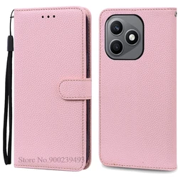 Luxury Wallet Leather Flip Phone Case with Stand and Soft Silicone Book Cover for Honor X8d (Pink)