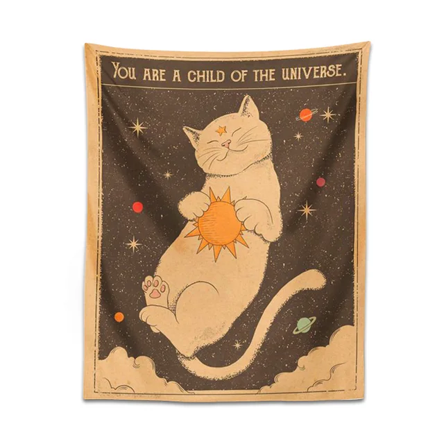 Sun Moon Tarot Macska Kudarc Falfájdozó Boszorkányság Te Vagy Az Univerzum Bohémia Otthoni Dekorációja Hippi Hálószoba Dekoráció - Image 6