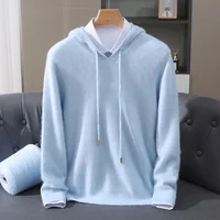 Vêtements pour hommes: pull tricoté en cachemire de vison pur 100%, pull à capuche décontracté et ample de grande taille, nouveaux produits d'automne et d'hiver 1