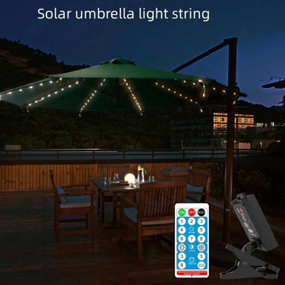 Solar Umbrella Light Light Sensor Umbrella Waterproof Led with Dimmable Auto On/off Remote Control for Outdoor