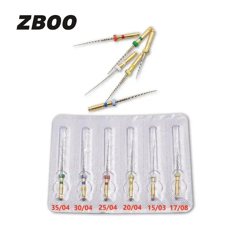 6pcs/Box Dental Heat Activated Canal Root Files 25mm Dentist Tools Engine Use Rotary Files Endondontic Root Canal Treatment 5