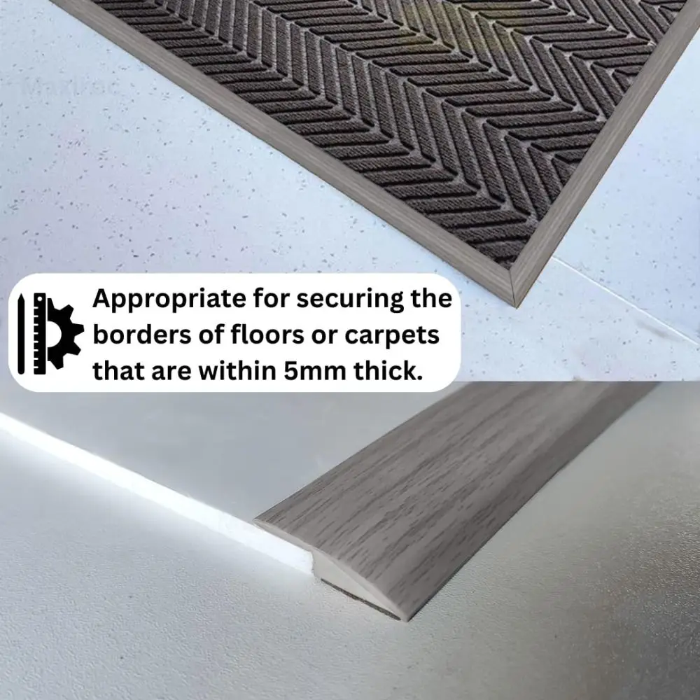 Carpet To Tile Floor Transition Strip Self Adhesive Cuttable Threshold Cover PVC Household Flat Button Strip Doorway
