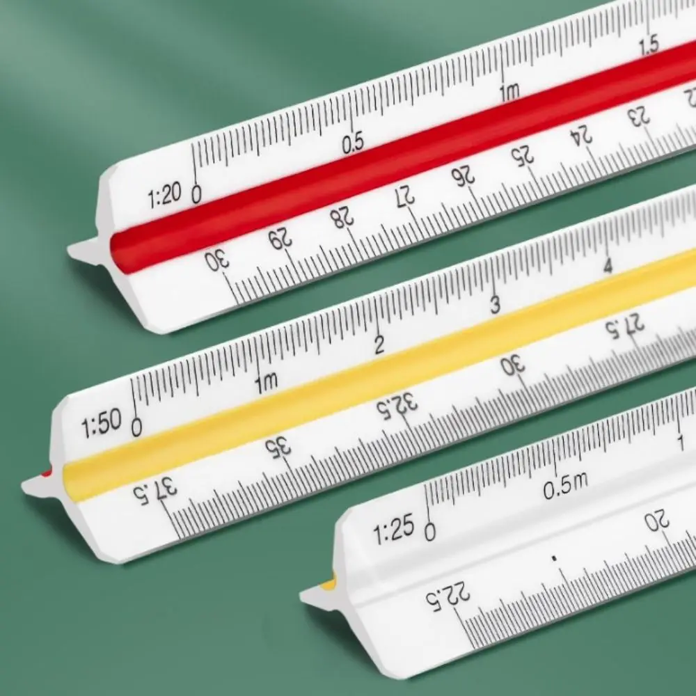 Large T-Shaped Ruler - Three-Edge Scale Triangle for Architectural Drawing and Garment Design