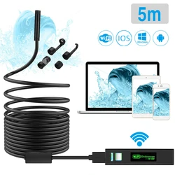 Caméra d'inspection de serpent HD 5M 8 LED WiFi, objectif de caméra sans fil pour Smartphone iPhone Android 