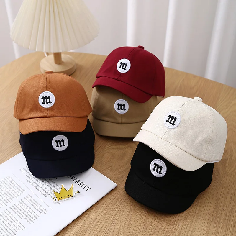 Baseball Cap Korean Letter Embroidered Baby Cap Summer Toddler Boys Girls Cotton Solid Color Kids Adjustable Peaked Hat