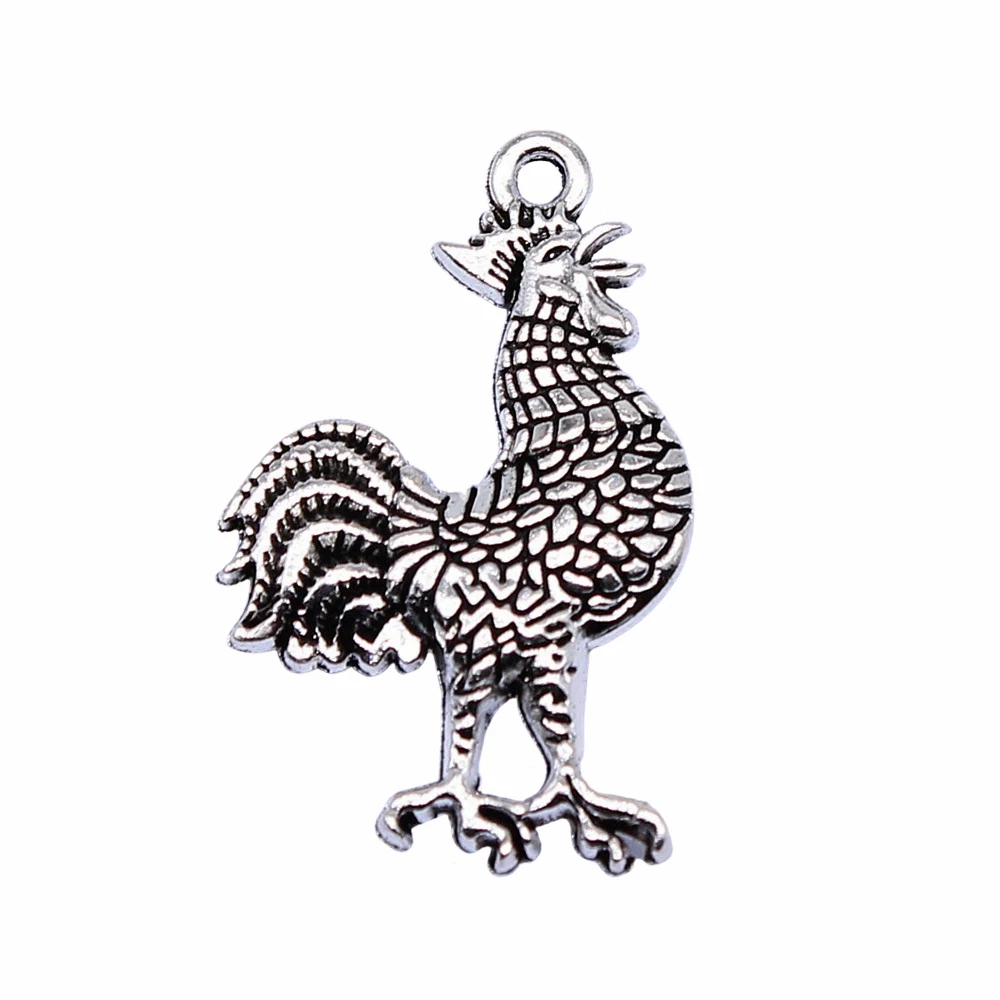 

5pcs/lot 31x20mm Cock Charms For Jewelry Making Antique Silver Color 1.22x0.79inch