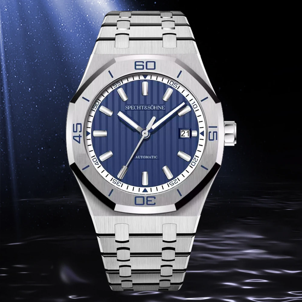 specht&sohne new classic men's watch 50m waterproof luminous sapphire crystal blue automatic mechanical watches reloj hombre Specht&Sohne New Classic Men's Watch 50M Waterproof Luminous Sapphire Crystal Blue Automatic Mechanical Watches Reloj Hombre 2