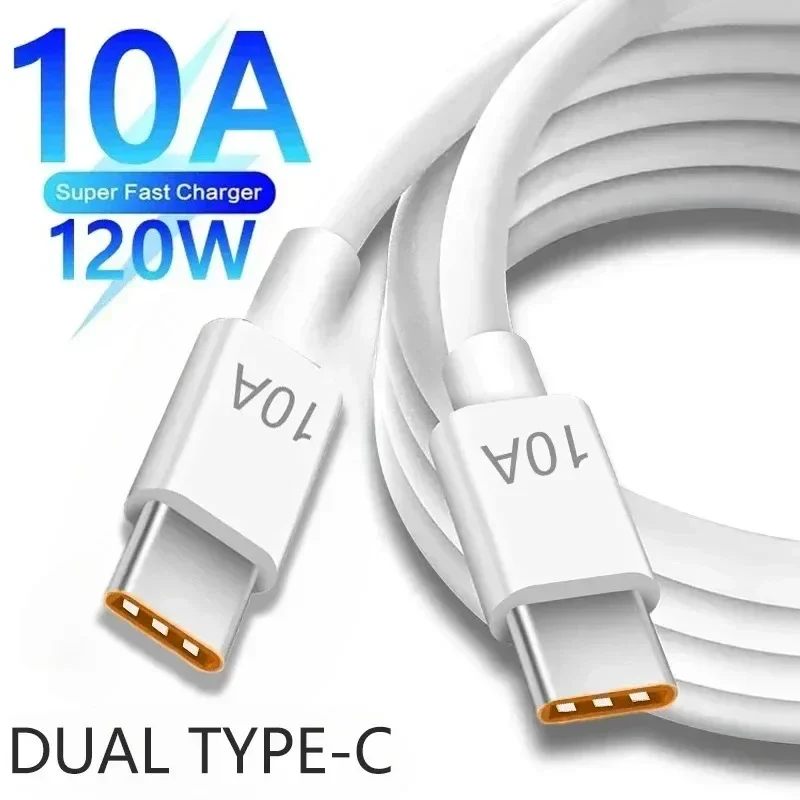 0.25m/1m/1.5m/2m/3m 120W 10A Dual Type C Fast Charging Data Cable For iPhone 15 Samsung Huawei Xiaomi USB-C Quick Charge Cords