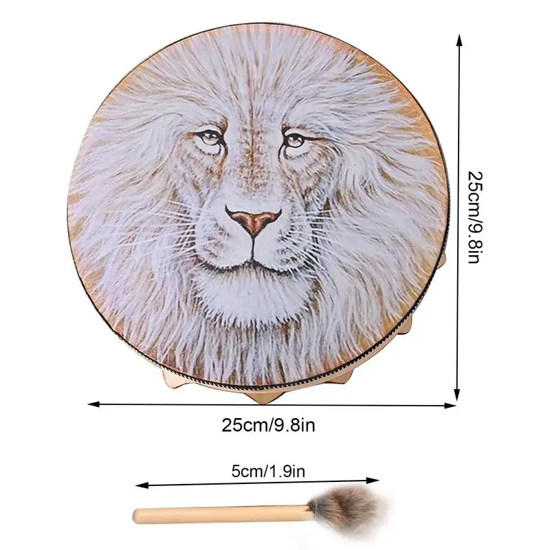 Shamanic Hand Drum Lion Totem With Mallet Siberian Spiritual Instrument For Meditation Yoga