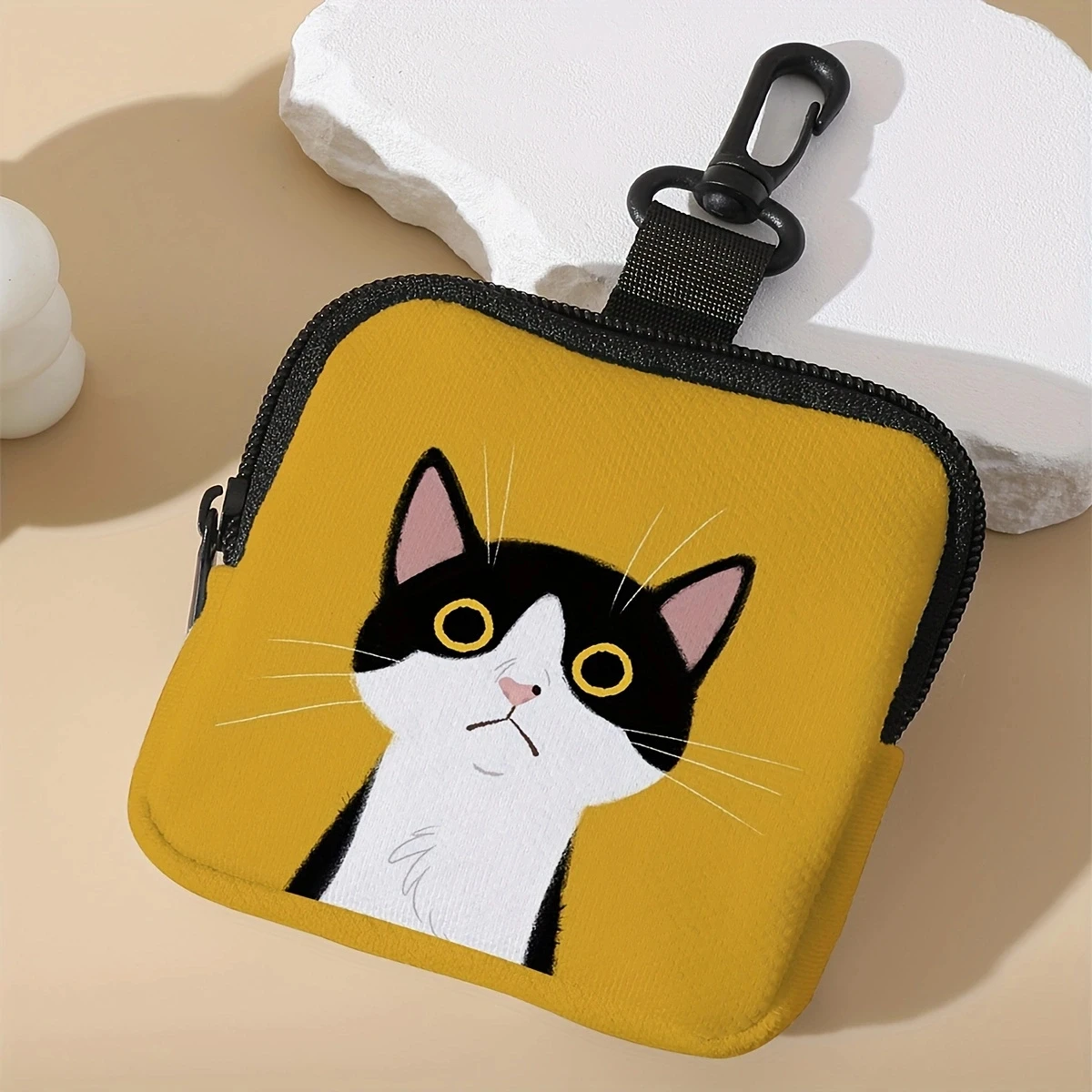 1pc，Cat pattern printing, large capacity coin wallet, digital printing coin wallet, storage bag, ideal choice for gifts
