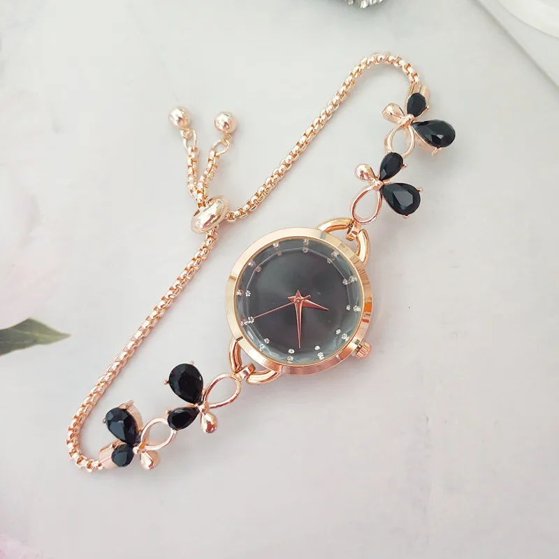 Adjustable Watch for Women Exquisite Small Dial Retractable Buckle Wristwatch Daily Wear