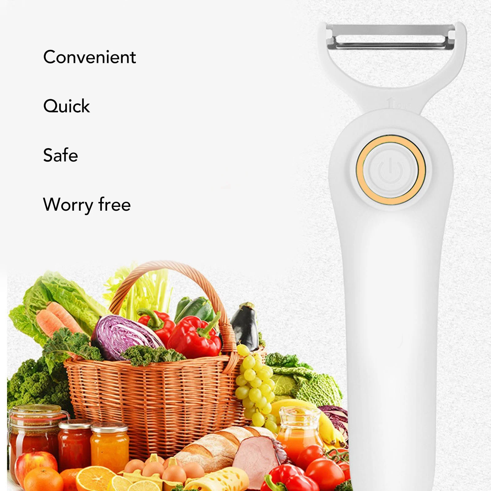 Electric Peeler Handheld USB Rechargeable Fruit Vegetables Peeler with 3 Cutter Heads for Home Multifunctional Electric Peeler 4