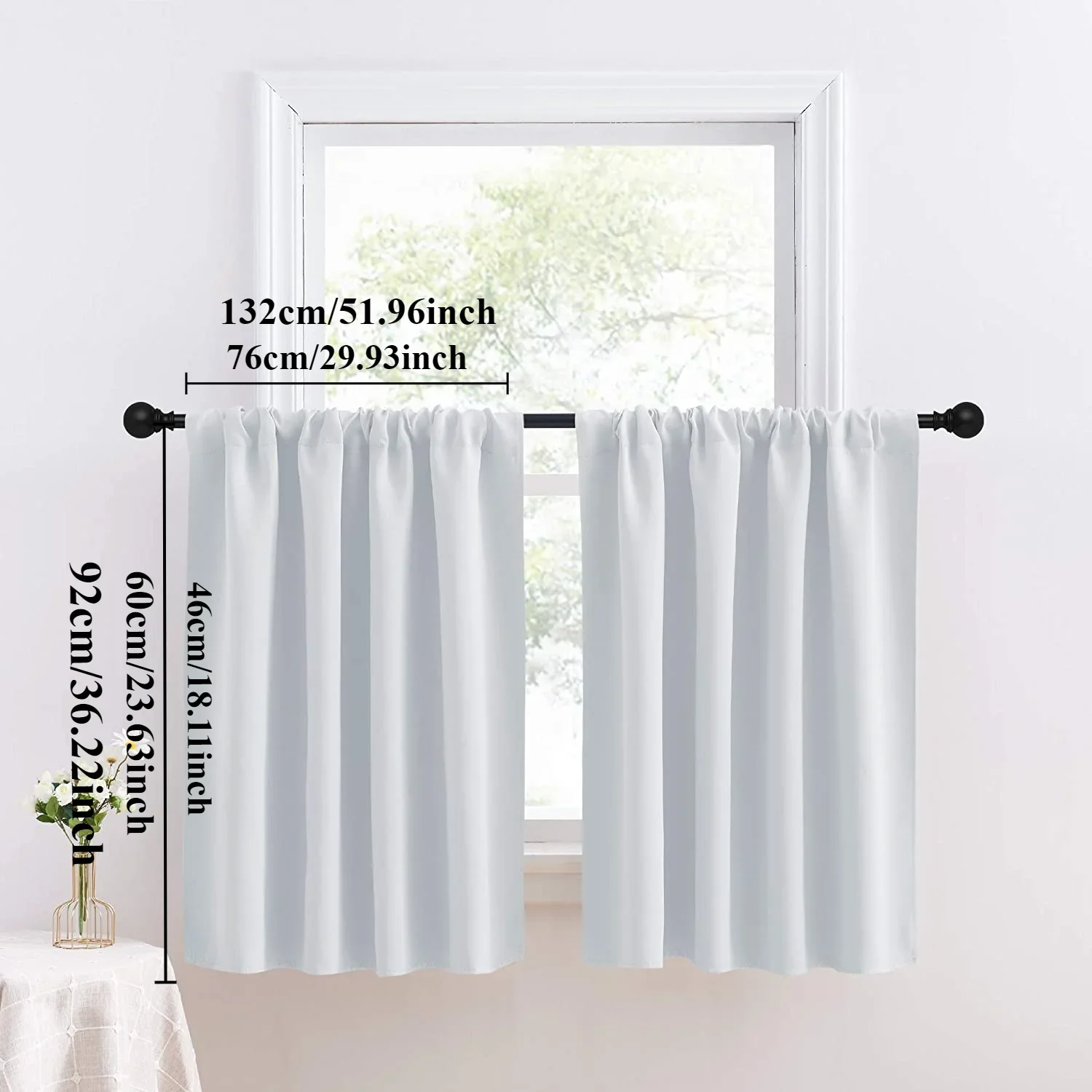 1Panel Short Tier Sheer Curtains Kitchen Drapes Rod Pocket Non-See-Through Window Curtains for Bathroom/ Cortinas Rusticas 2