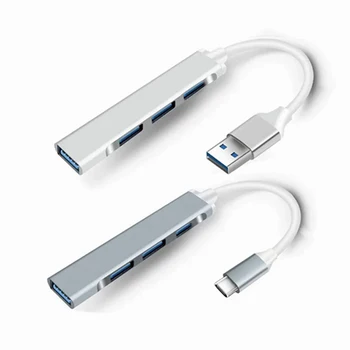 Adattatore hub Mini USB tipo C a 4 porte USB 3.0 Multi Splitter Docking station 4 in 1 Ultra sottile in alluminio super veloce per PC portatili