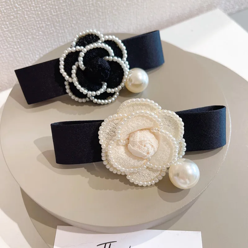 CHANEL Camellia ribbon motif Hair clip hair accessories Barrette