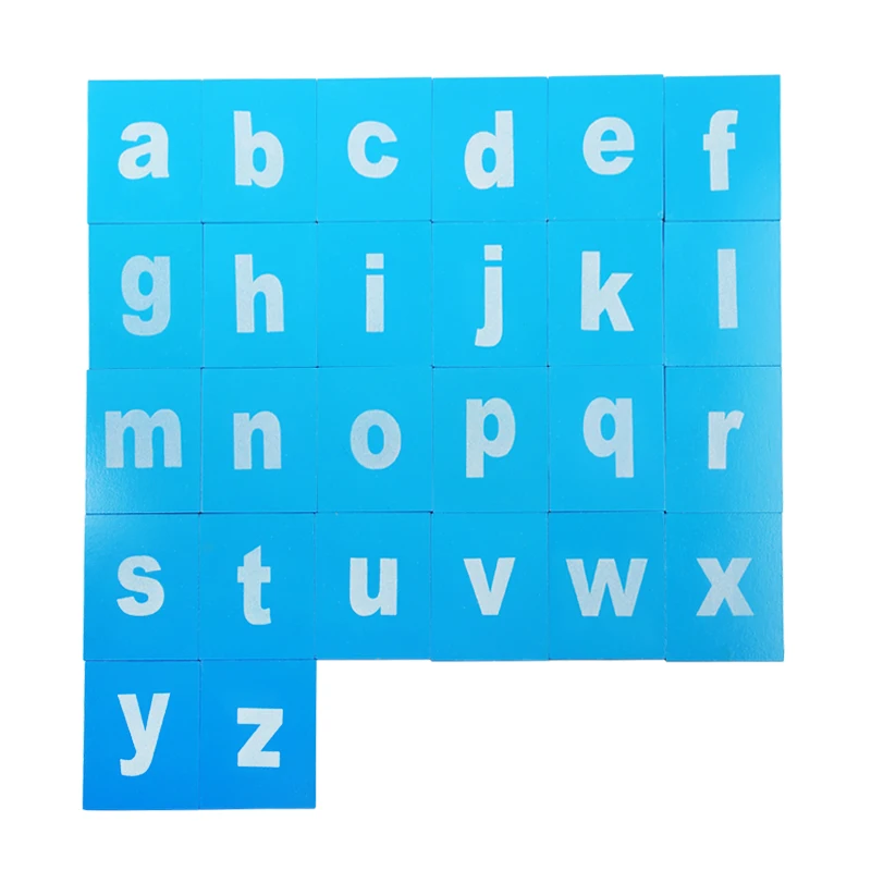 Baby Toy Wooden Montessori Lower and Capital Case Sandpaper Letters Blue Color Wood Double Print for Early Childhood Preschool 5