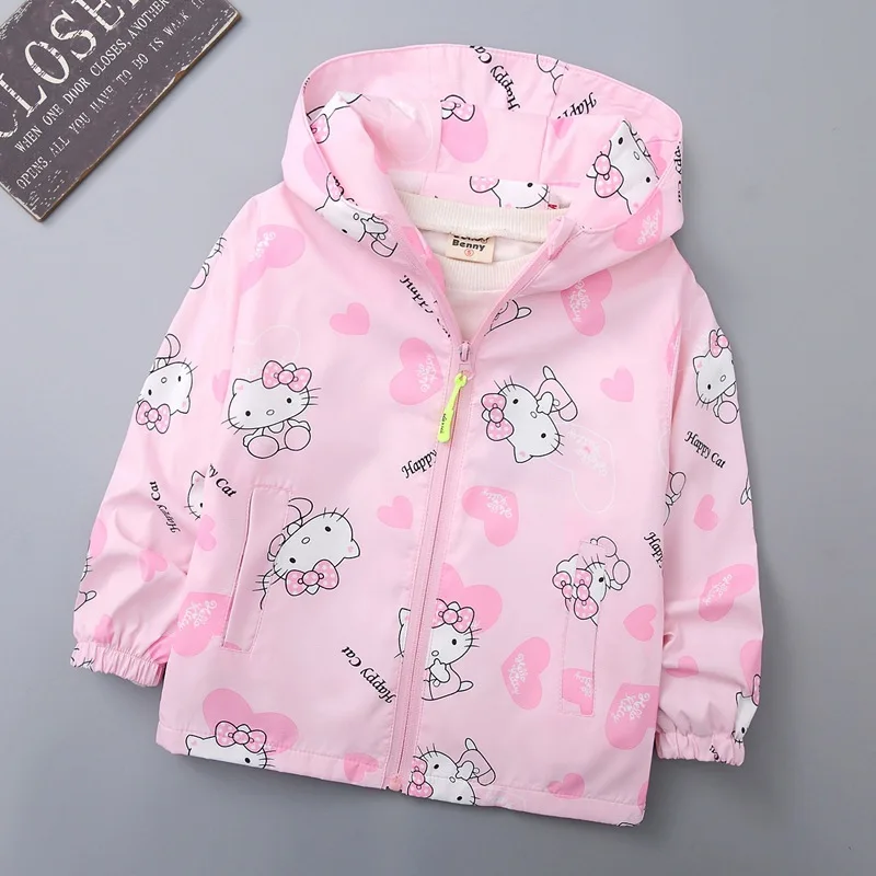 

Sanrio Hello Kitty Kuromi My Melody Children Autumn Jackets 2023 New Cartoon Casual Cotton Winter Warmth Girl Hooded Jacket