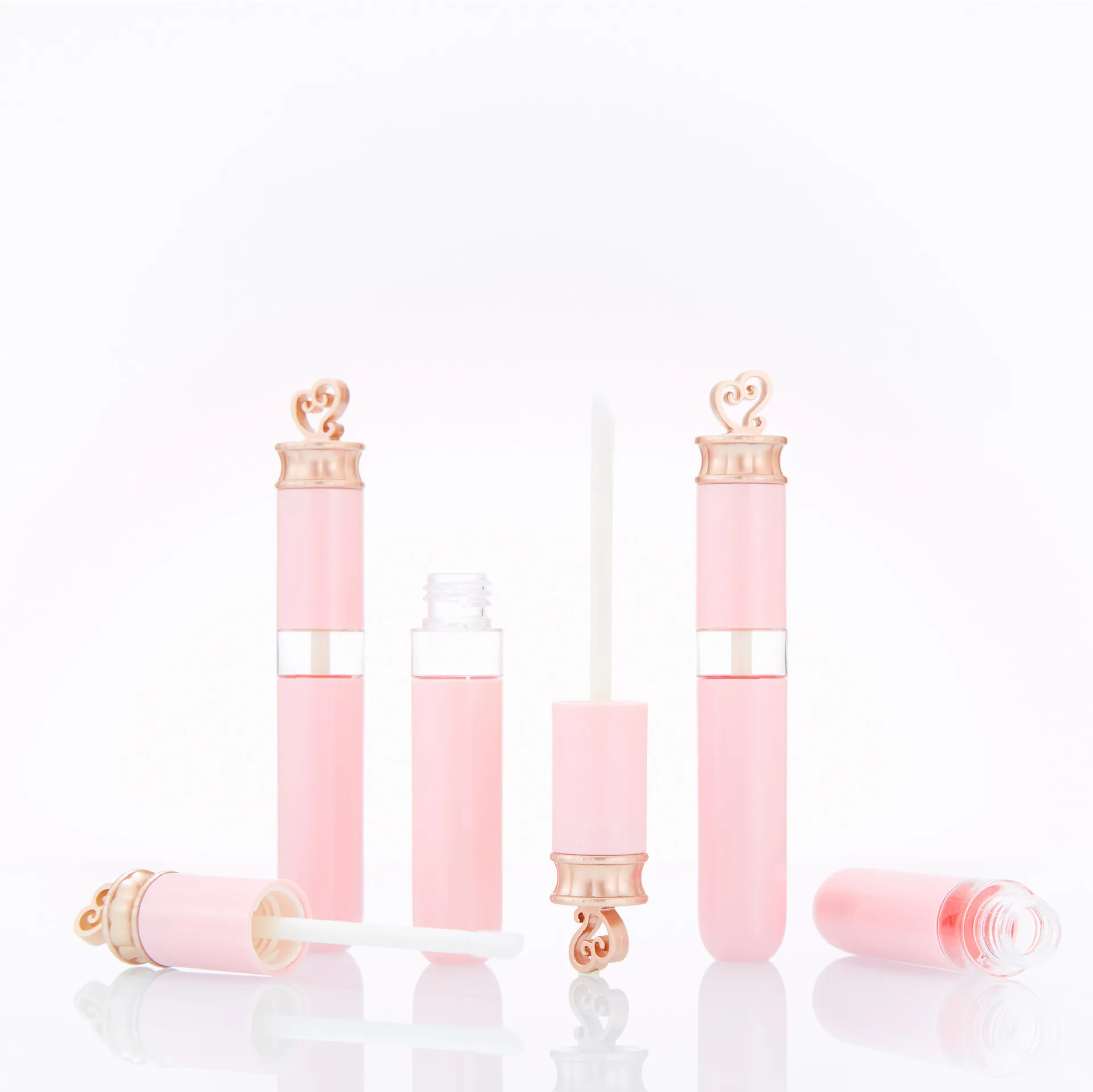 

200Pcs Pink Beautiful Girl Lip Gloss Containers 5ML Empty Lip Gloss Tubes With Brush Applicator