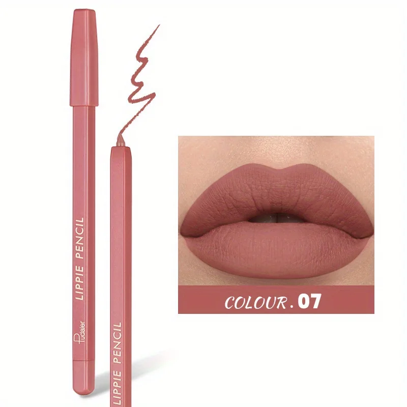 Matte Nude Lip Liner Pencil Set  Non-Smudging Crayon with Sharpener, Mixed Color System for Perfect Lip Contouring 6
