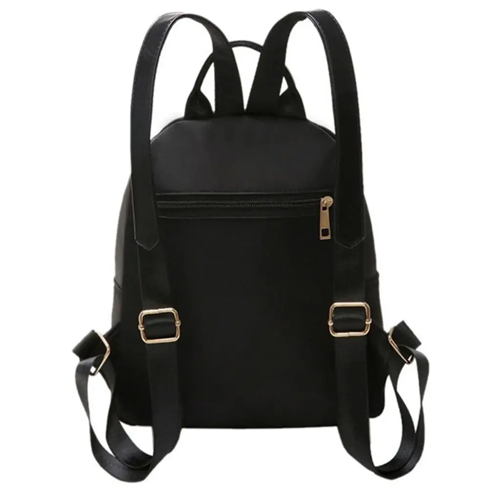 Mini zaino da donna nero alla moda, borsa da ragazza multifunzione, borsa da giorno in tessuto Oxford, utile borsa a tracolla da viaggio - immagine 5