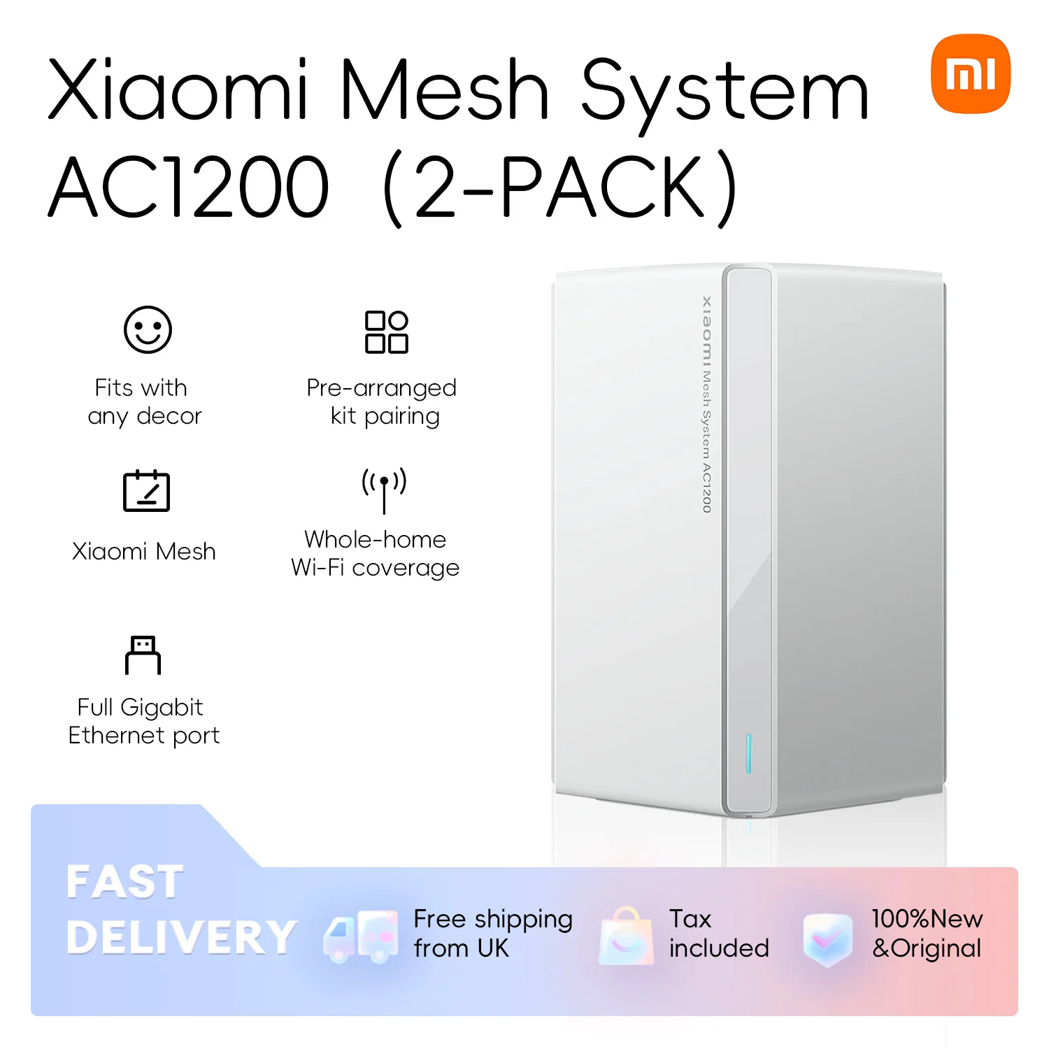 Xiaomi Mesh System AC1200 (2-pack) Home-wide Coverage Router Two ...