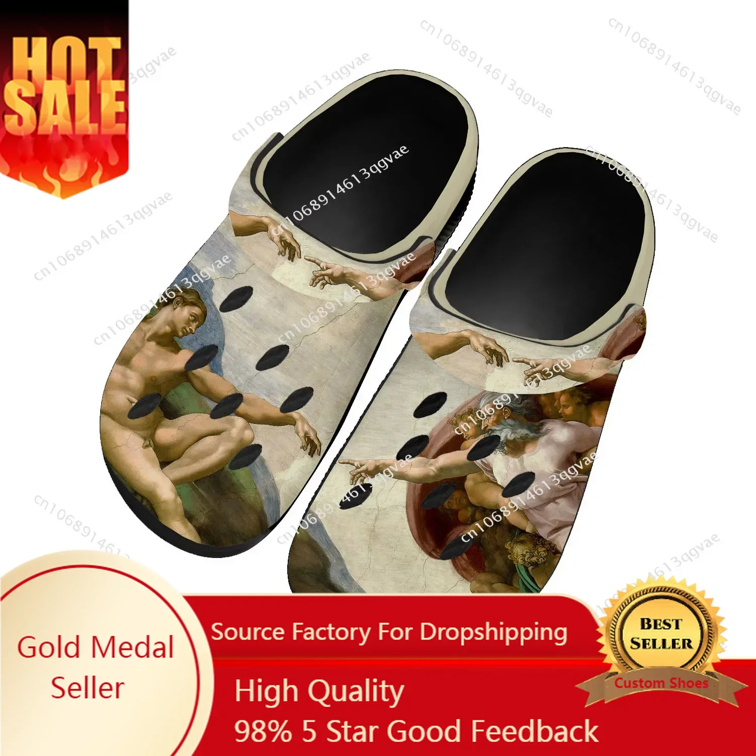 

The Creation of Adam Home Clog Mens Women Youth Boy Girl Sandals Shoes Garden Custom Made Breathable Shoe Beach Hole Slippers