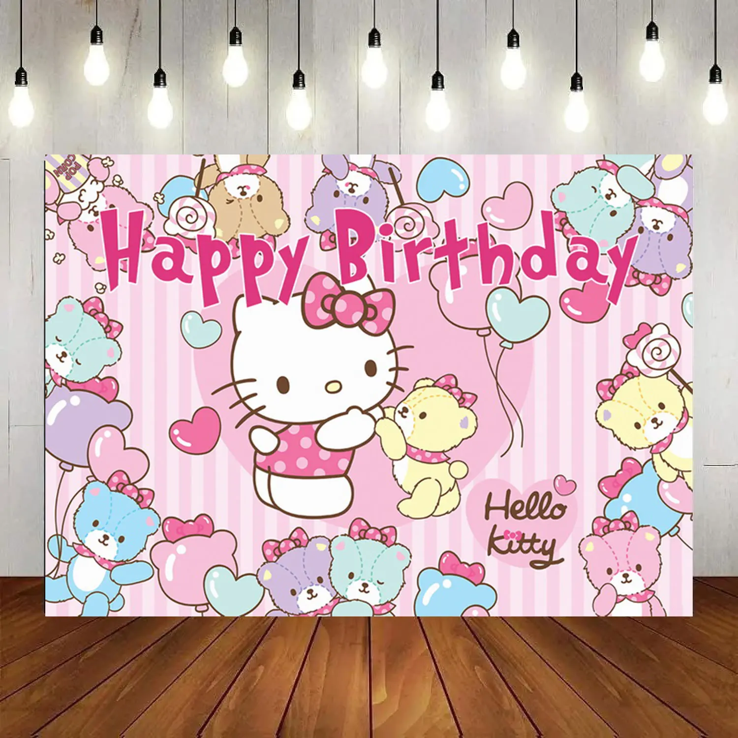 150x90cm Hello Kitty Theme Photography Cartoon Backdrop Birthday Party Decor Cartoon Photo Background Party Banner Supplies birthday background supplies birthday backdrop decoration birthday party supplies