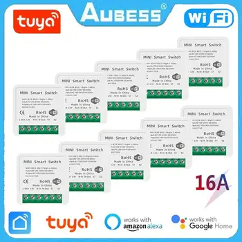 AUBESS Tuya 스마트 와이파이 스위치, 양방향 제어 스위치, 16A 미니 차단기, 스마트 라이프 제어, 알렉사 구글 홈 앨리스용