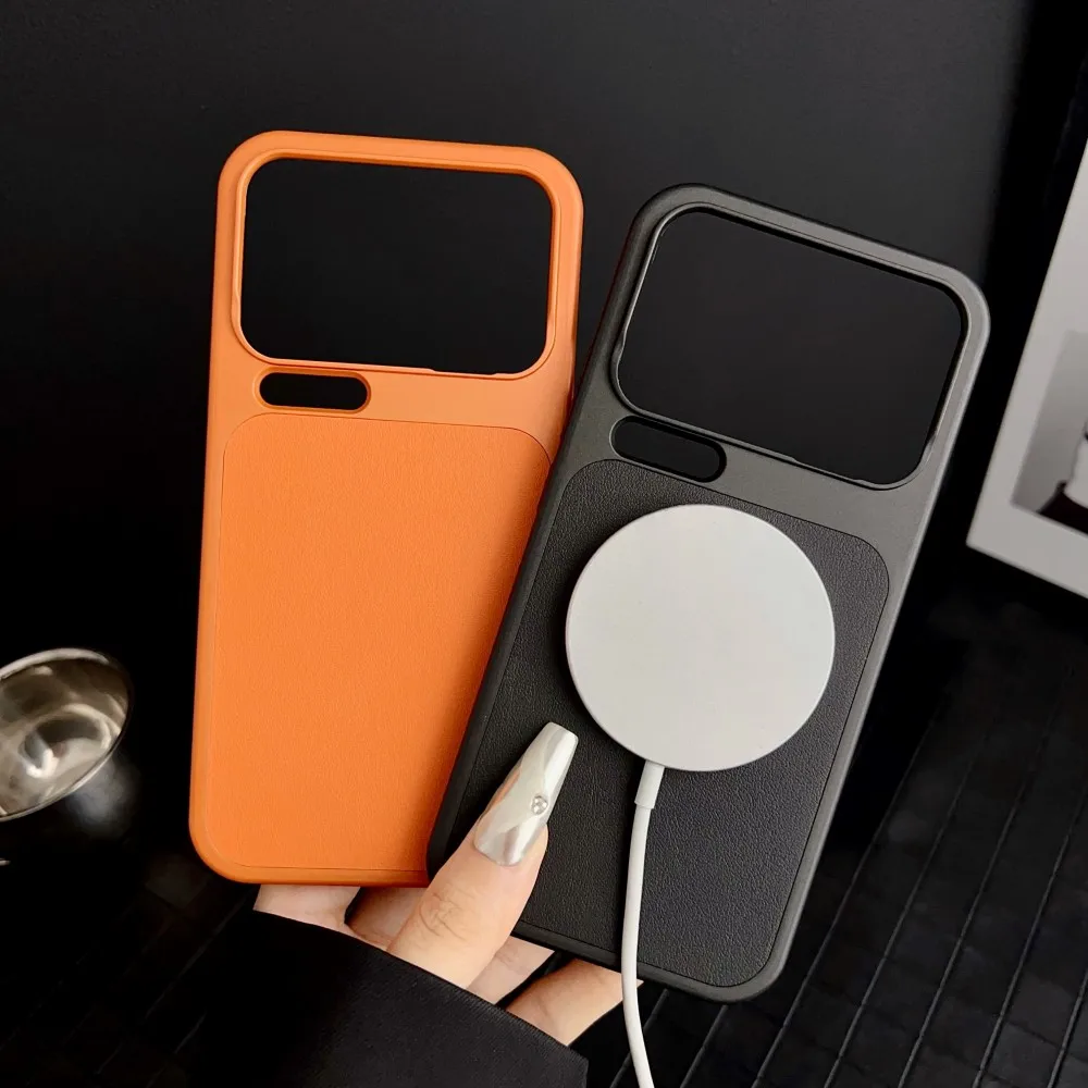 Luxury PU Leather Magnetic Wireless Charging Protective Back Cover Case