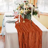 Semi-Sheer Table Runner Blue Cheesecloth Gauze Tablecloth Setting Wedding Dining Party Christmas Banquets Baby Shower Decoration 4