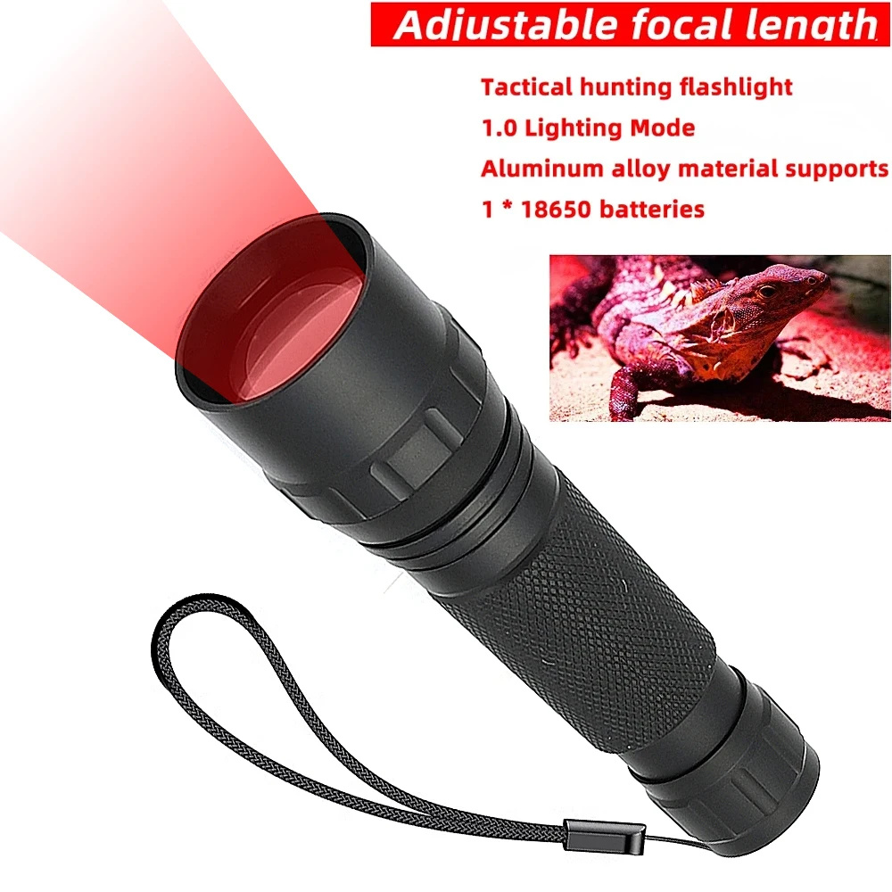 

Red Light Flashlight Tactical LED Rechargeable, Zoomable Portable Handheld Red-Light for Fishing Hunting Detector