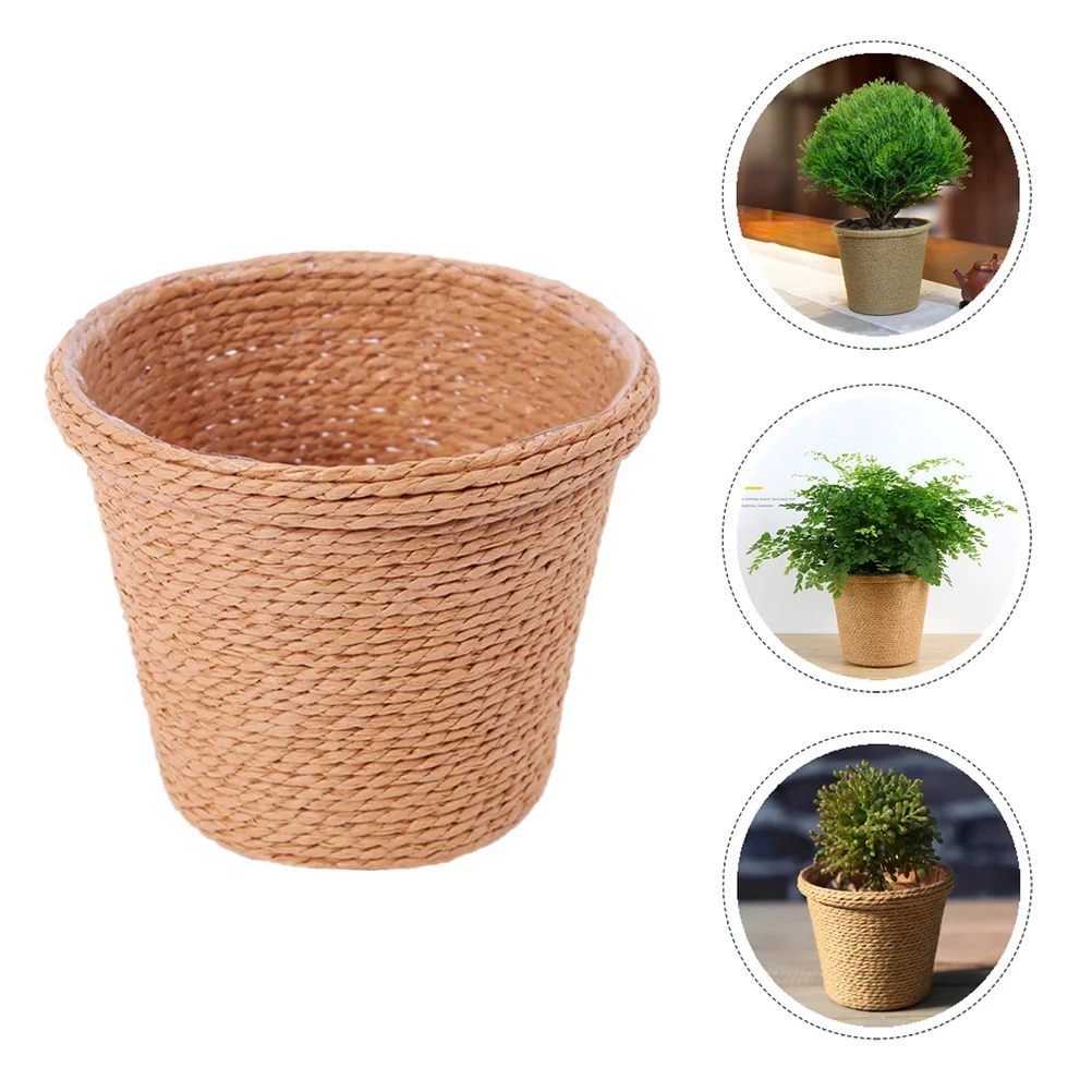 

Straw Flower Pot Planter Pots for Indoor Plants Storage Basket Retro Planters Vase Succulent Premium Seaweed Creative