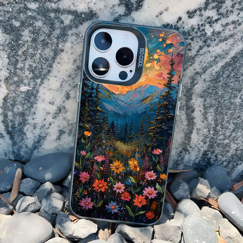 Sonnenblumen-Blumenfeld, Sternennacht, Kunst, ästhetische Handyhülle für iPhone 17, 16, 15, 14, 13, 12, 11, Pro Max Mini Plus, Laserabdeckung – Detail 3
