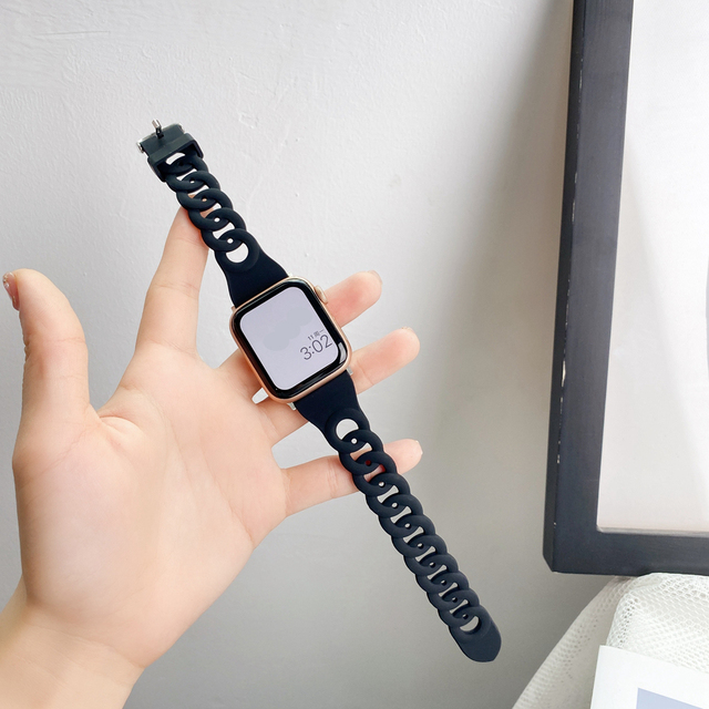 Style Strap38mm 42mm 40mm For Apple Watch Connected shape Link SE7 6 5 4 3 2 1 for iWatch 44mm 41/45mm Soft Silicone Band