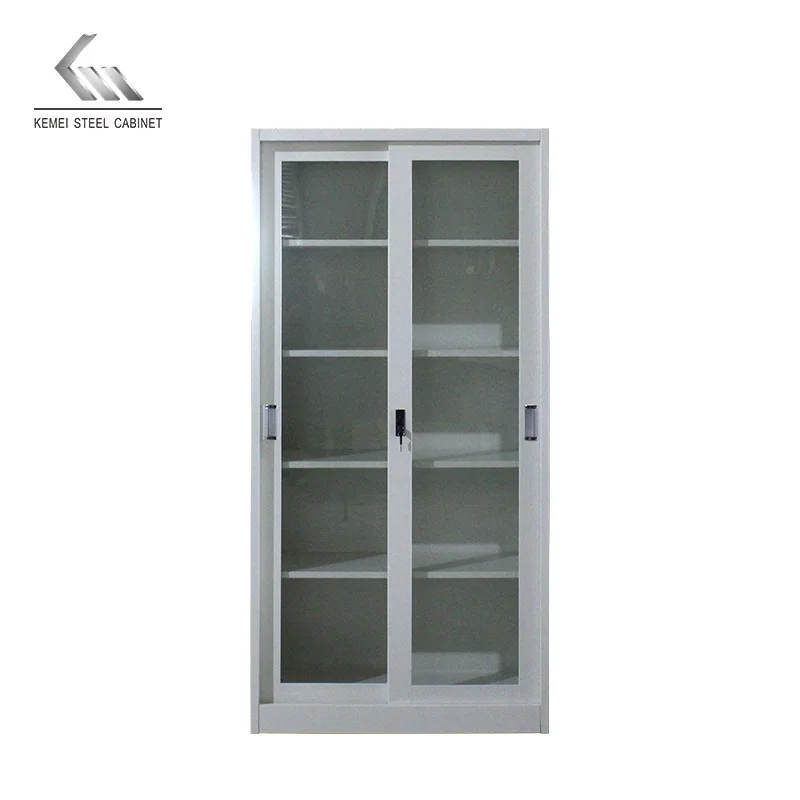 Armario con puerta corredera de vidrio, mueble de Metal, Color blanco, proveedor