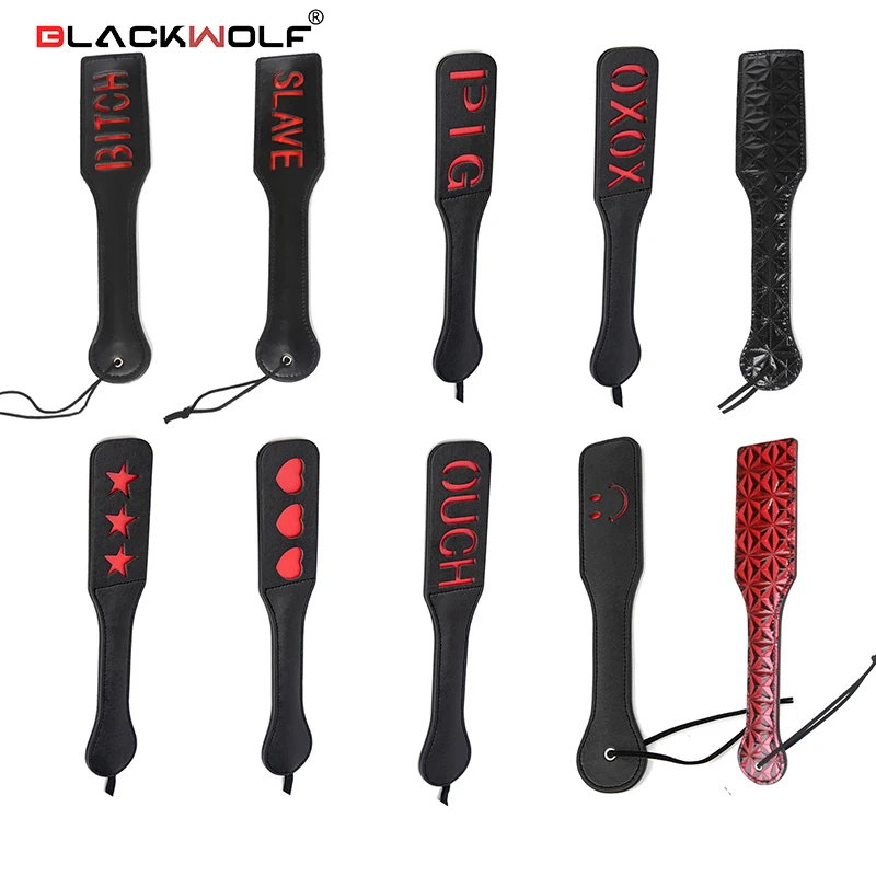 BLACKWOLF Fetish Leather Bondage Paddle BDSM Spanking Paddles Whip Flogger SLUT LOVE Sex Toys for Couples Adults Games Cosplay | Красота и