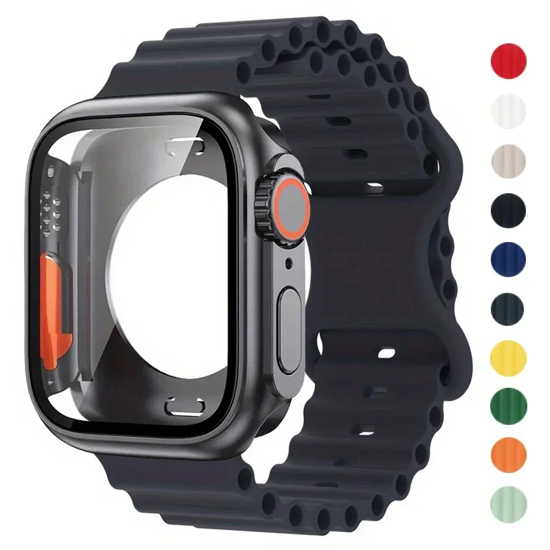 Premium Apple Watch Glass Case and Strap with Screen Protector