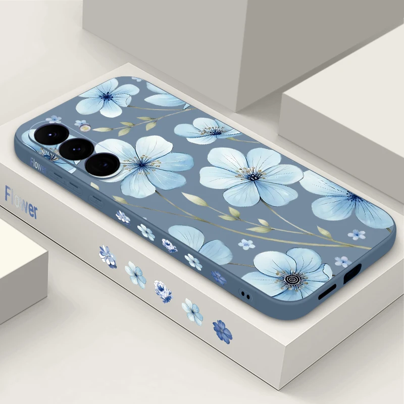 Light Blue Flower Soft TPU Phone Case Cover