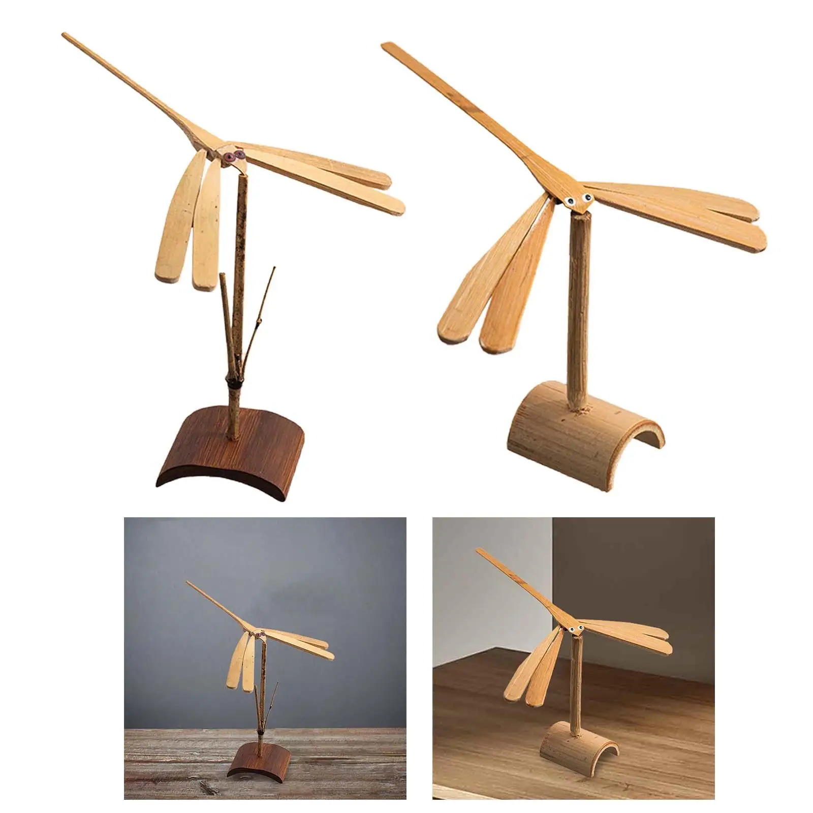 

Bamboo Dragonfly Toy Handmade Educational with Stable Base Flying Helicopter Toy for Aniversary Holidays Party Favor Bedroom