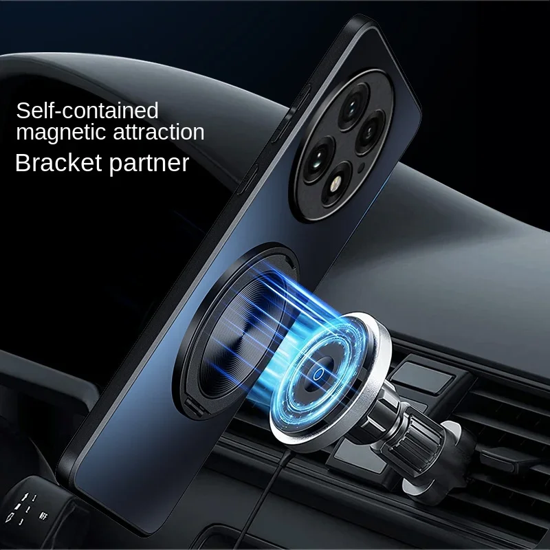 Luxury Matte Magnetic Case with Ring Holder & Wireless Charging Compatibility
