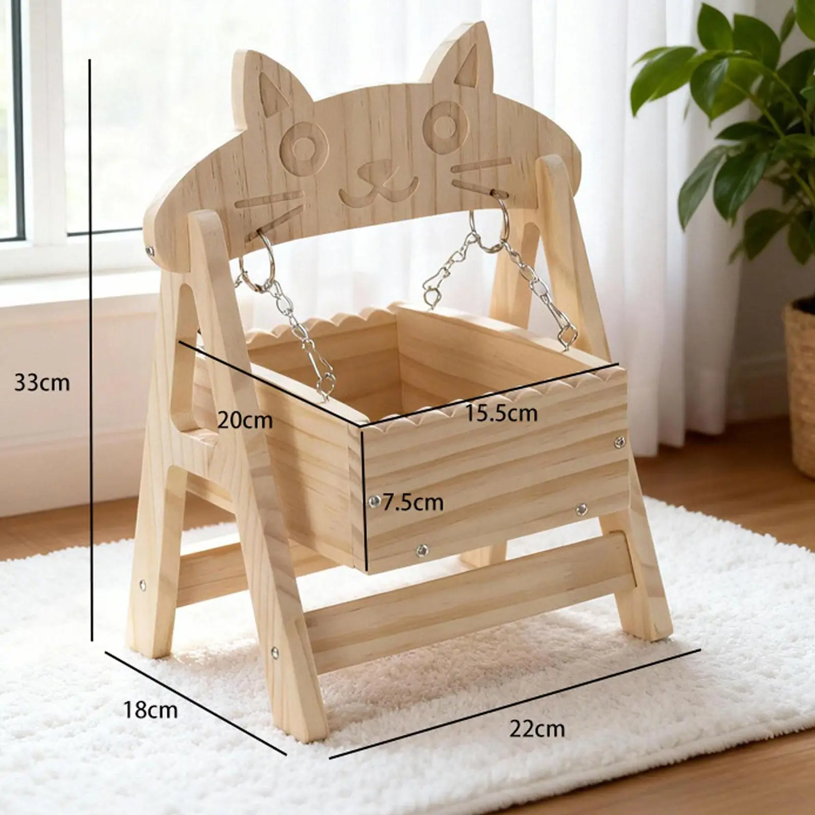 Indoor Chinchilla Swing House Hut Ledge for Hamster Cage Wooden Bed and Small Animal Platform
