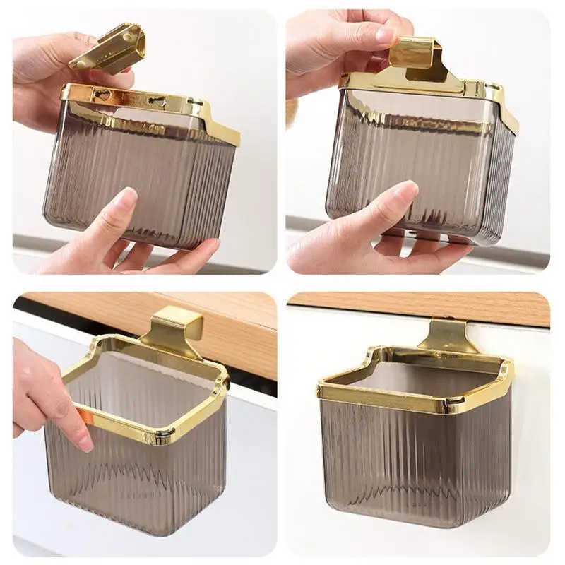 Wall Mounted Organizer Bins No Punching Wall Storage Box Hang Storage Containers Makeup Organizer Shelf For Bedroom Kitchen