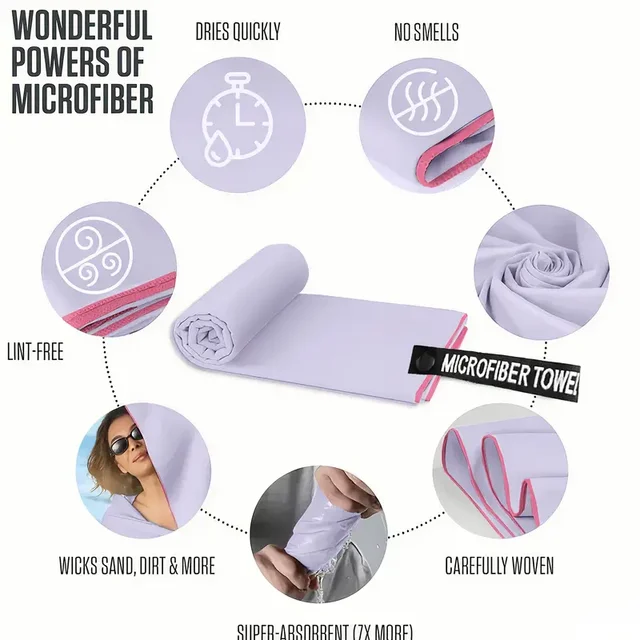 1pc Absorbent and Quick Drying Microfibre Travel Towel Quick Drying Super Soft Compact Sports Towel Camping Towel 5