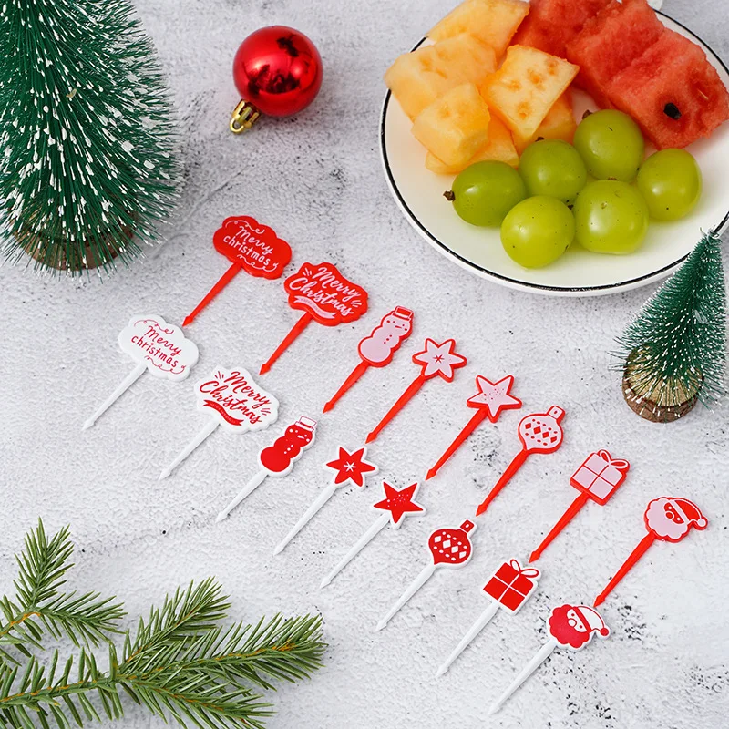 

Christmas Fruit Fork 8pcs Halloween Cartoon Kids Food Fork Snack Cake Dessert Stick Toothpick Bento Decoration Tableware Pick