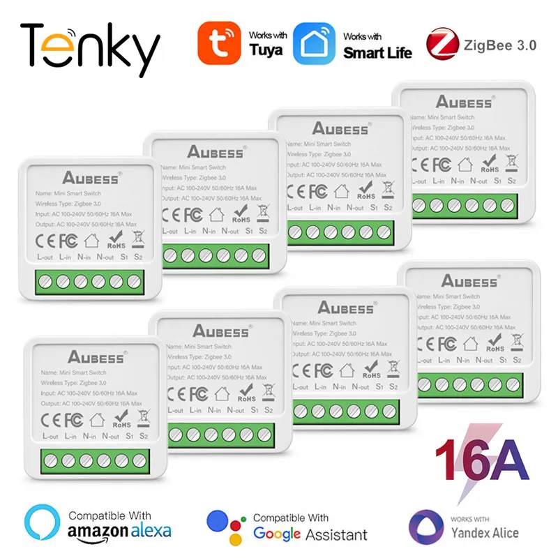 Tuya Zigbee / WiFi Smart Switch 16A 2-way Control Work with Life APP Alexa Alice Google Home smart switch smart switch module